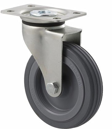 100mm Grey Rubber Light Duty Castor - 50KG Rated