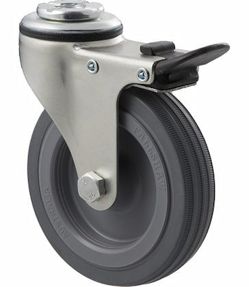 100mm Grey Rubber Light Duty Castor - 50KG Rated