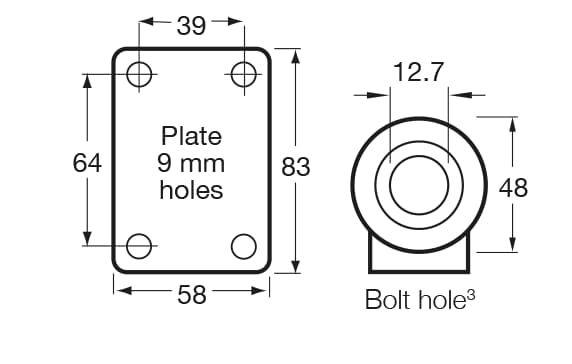 100mm Polyurethane Light Duty Castor - 100KG Rated