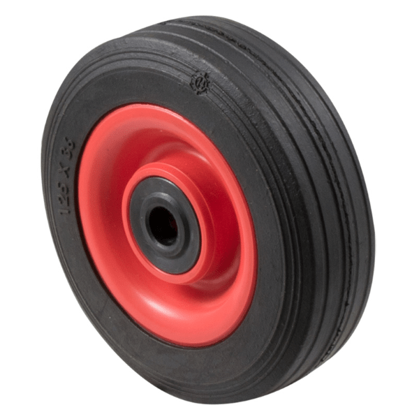 125mm, 150mm or 200mm Black Rubber Utility Wheels