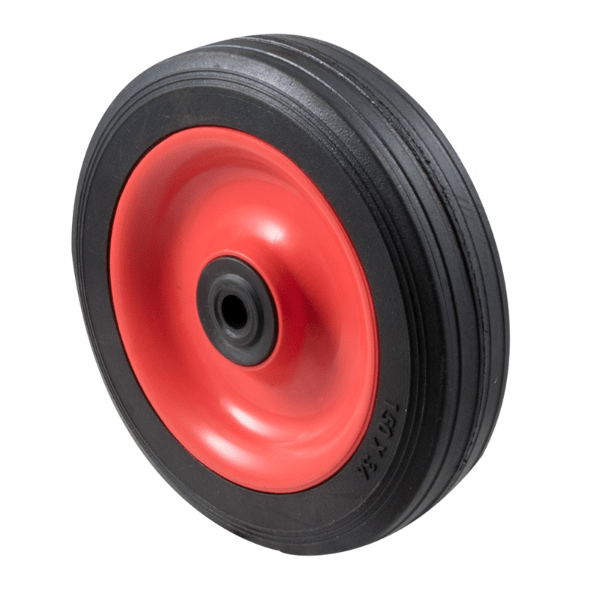 125mm, 150mm or 200mm Black Rubber Utility Wheels