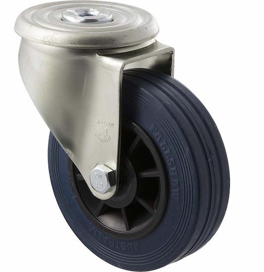 125mm Blue Rubber Industrial Castors - 180KG Rated