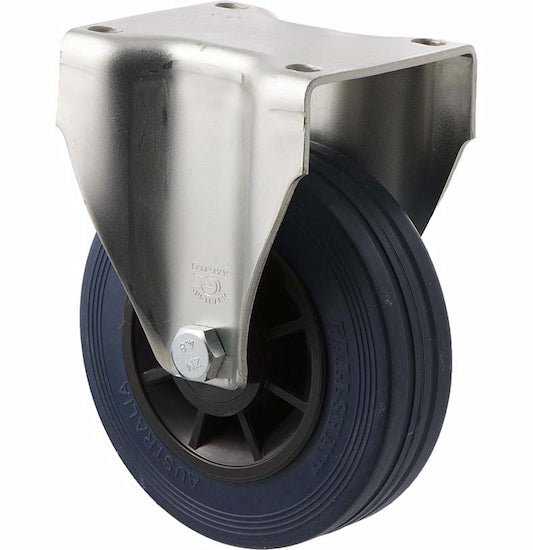 125mm Blue Rubber Industrial Castors - 180KG Rated