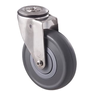 125mm Grey Rubber Stainless Steel Castors - 150KG Rated