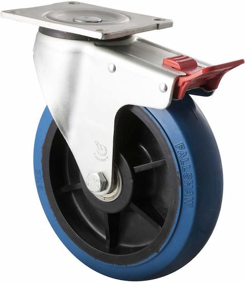 200mm Blue Rubber Castors - 400KG Rated