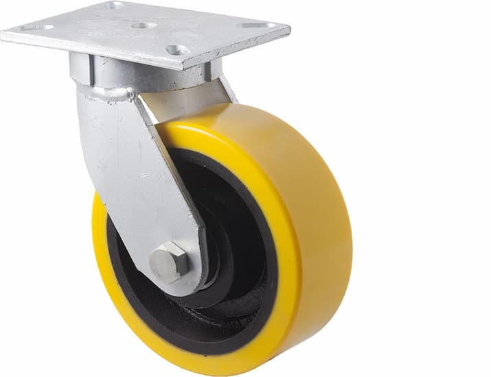 200mm Extremely Heavy Duty Polyurethane Cast Iron Castors - 2,000KG Rated