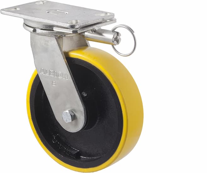 200mm Very Heavy Duty Polyurethane Cast Iron Castors - 1,000KG Rated