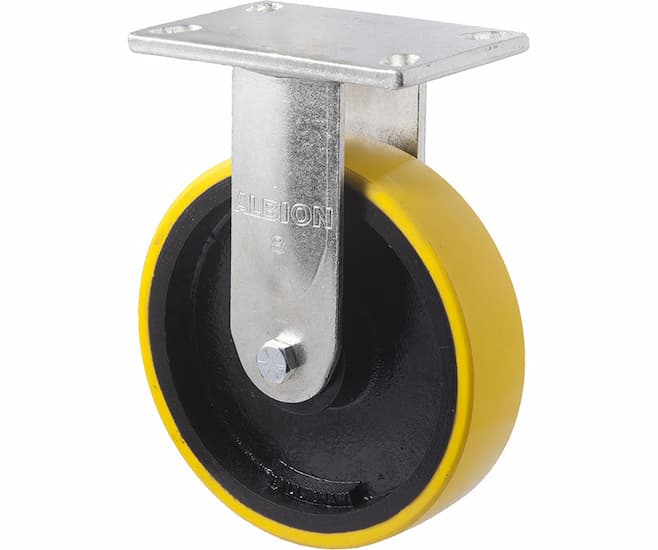 200mm Very Heavy Duty Polyurethane Cast Iron Castors - 1,000KG Rated